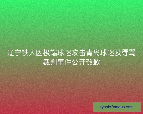 辽宁铁人因极端球迷攻击青岛球迷及辱骂裁判事件公开致歉